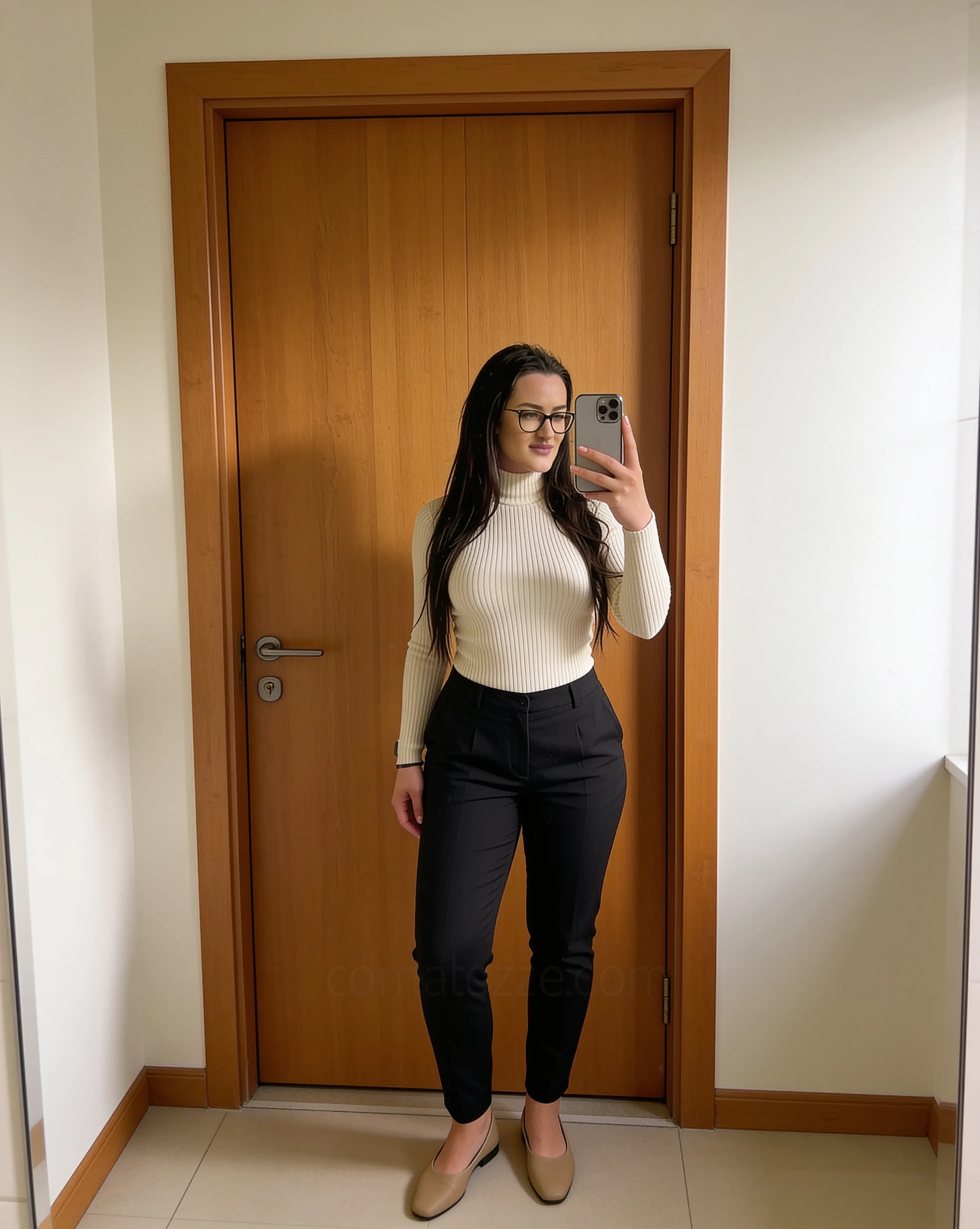 Wooden apartment door used as a simple photo background