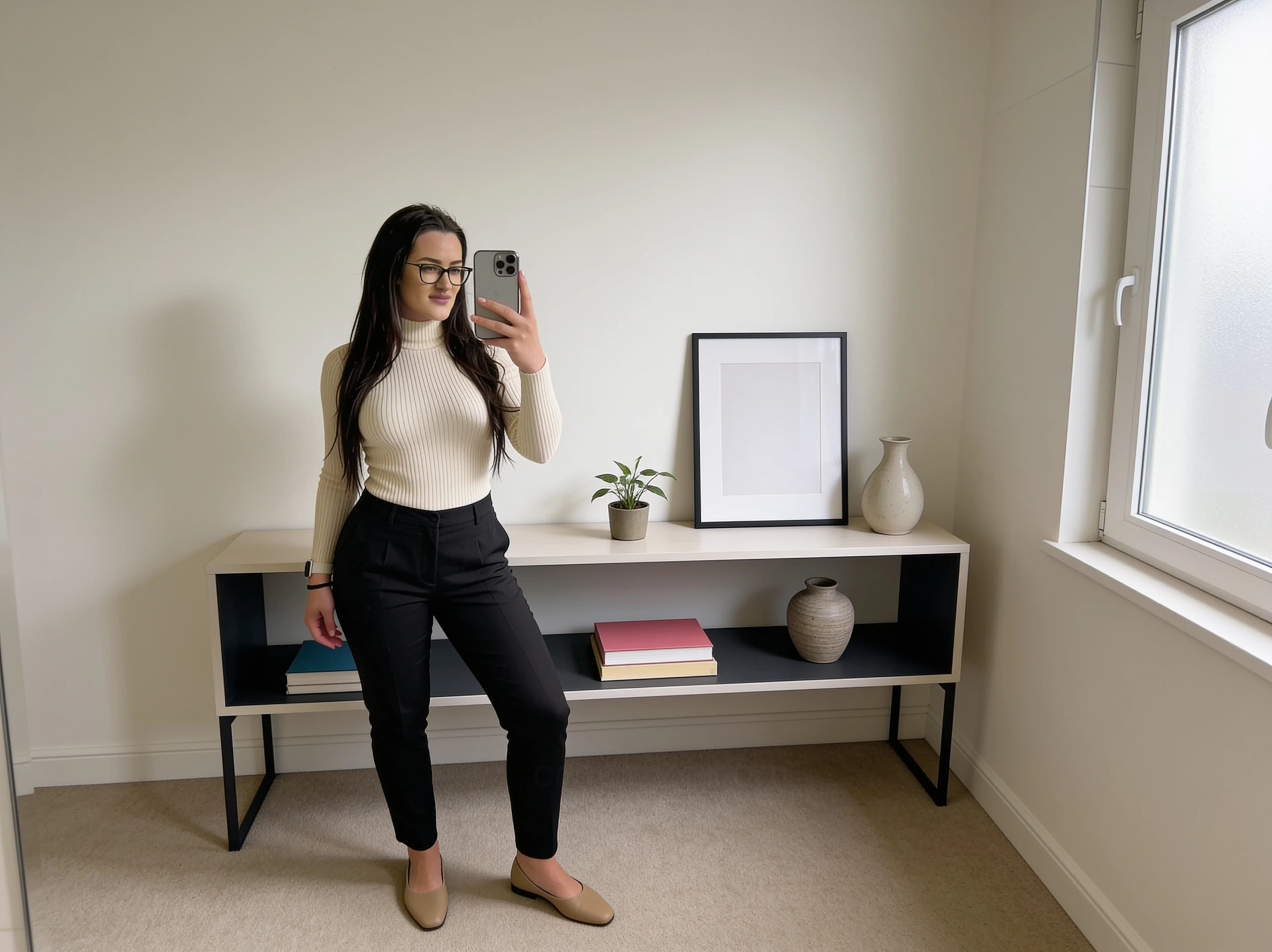 Minimal shelf used as an apartment photo background