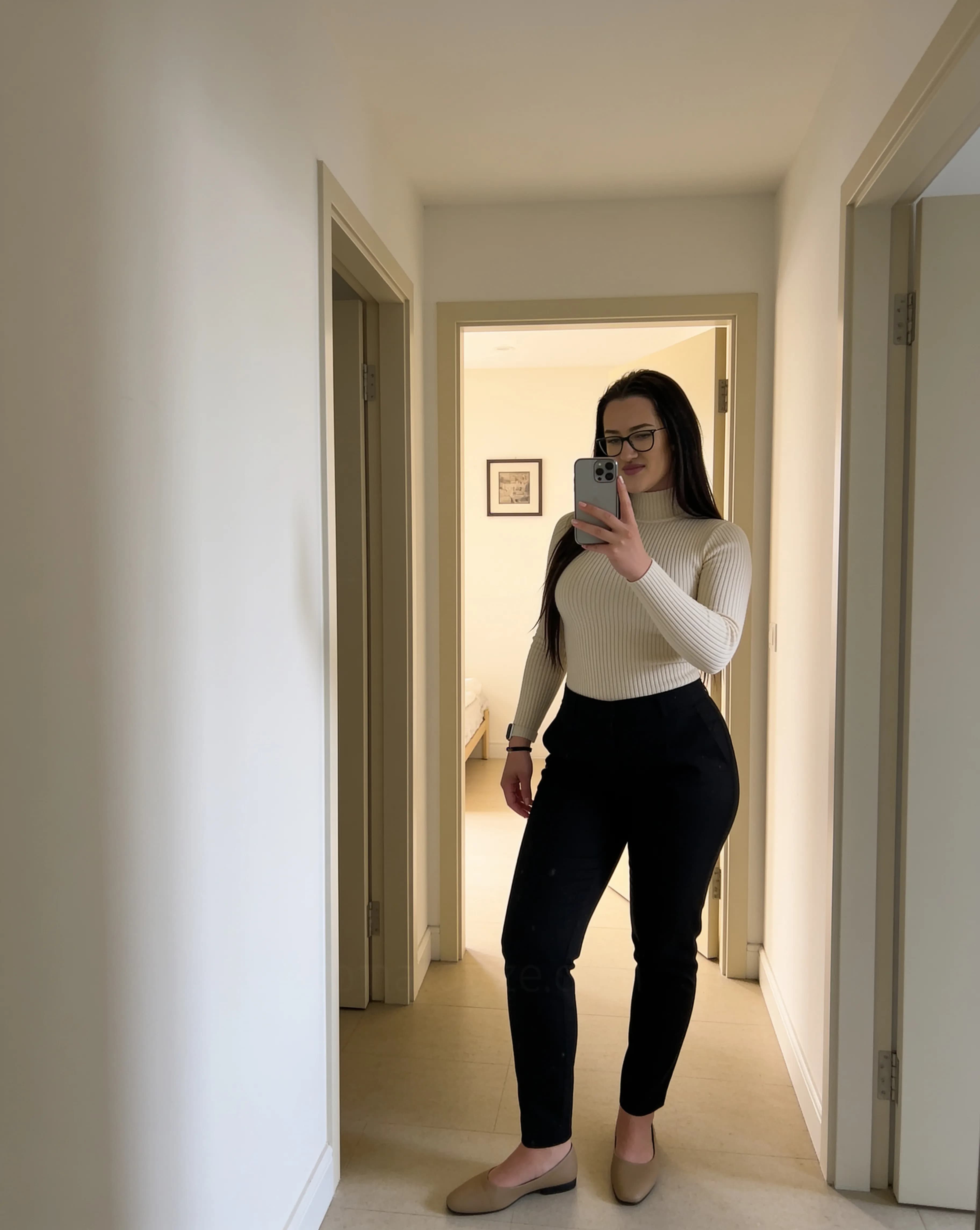Apartment hallway creating depth in a smartphone portrait