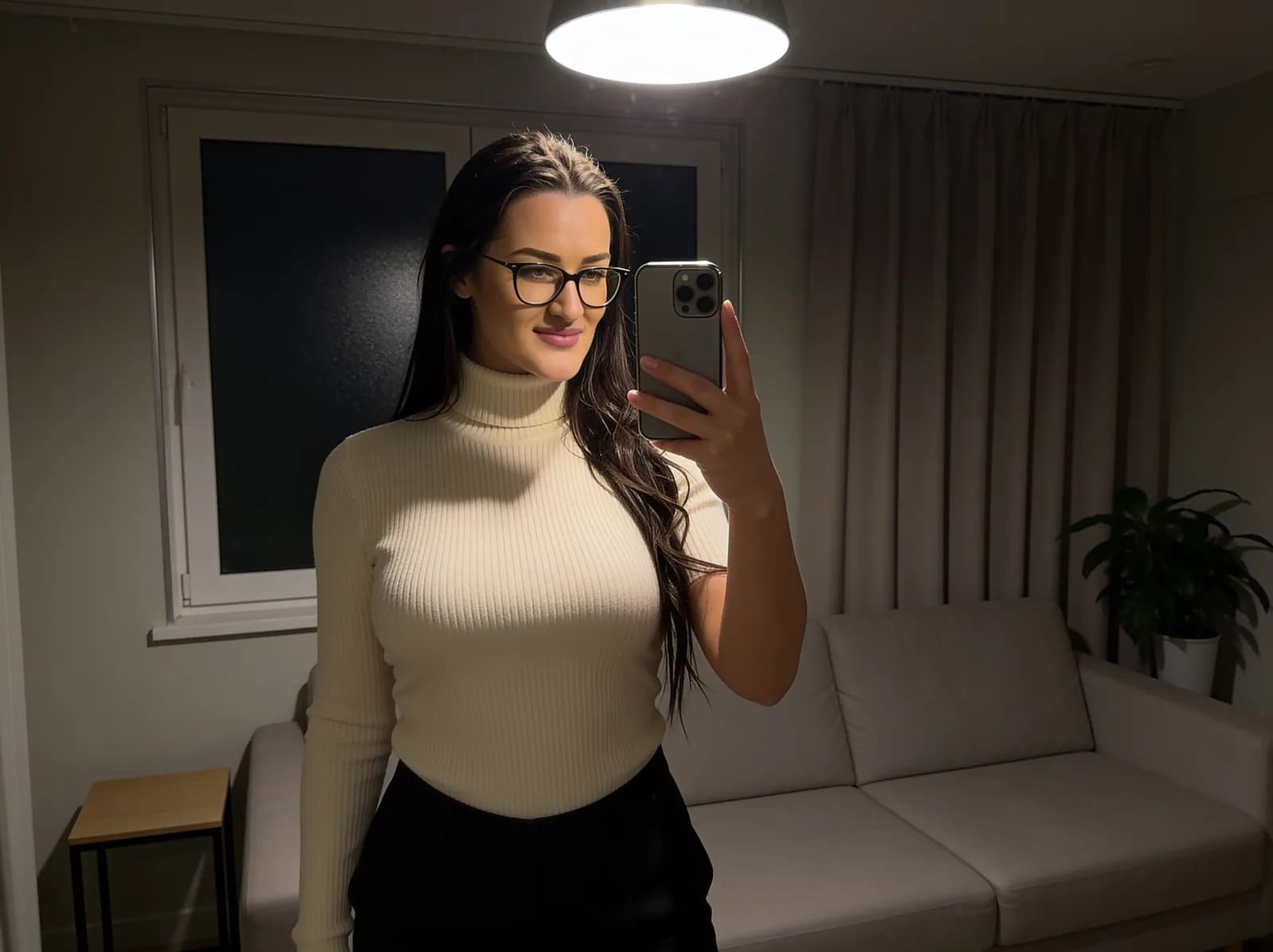Indoor smartphone portrait using only overhead lighting